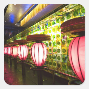 Kina, Shanghai. Bar i Xin Tian Di-bar Fyrkantigt Klistermärke