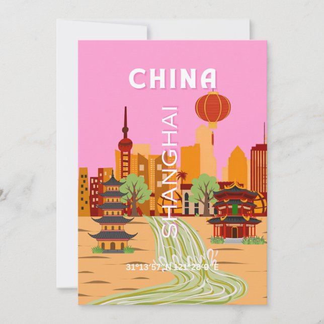 Kina Shanghai Resa Konst Inbjudningar (Framsida)
