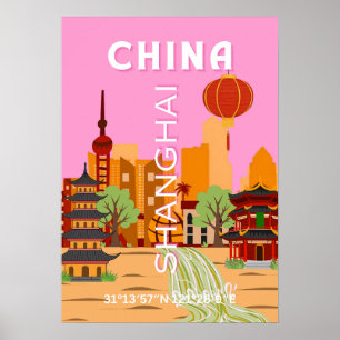 Kina Shanghai Resa Konst Poster