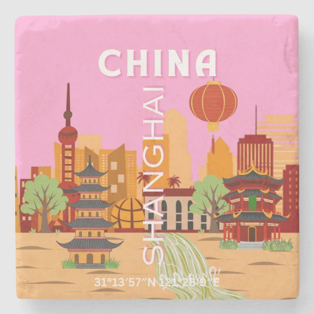 Kina Shanghai Resa Konst Stenunderlägg (Framsidan)