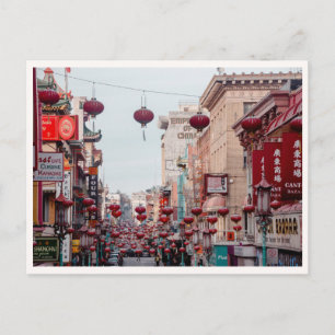 Kina Town San Francisco Röda Lyktor Gatubild Vykort