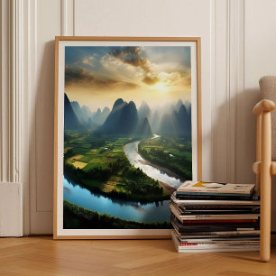 Kina Tryck Berg Poster Hong Kong Tryck Shang