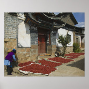 KINA, Yunnan-provinsen, Tianshengying. Torkning Poster