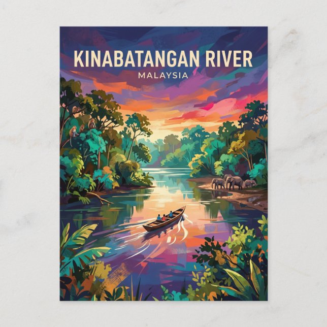 Kinabatanganfloden Malaysia Vykort (Framsida)