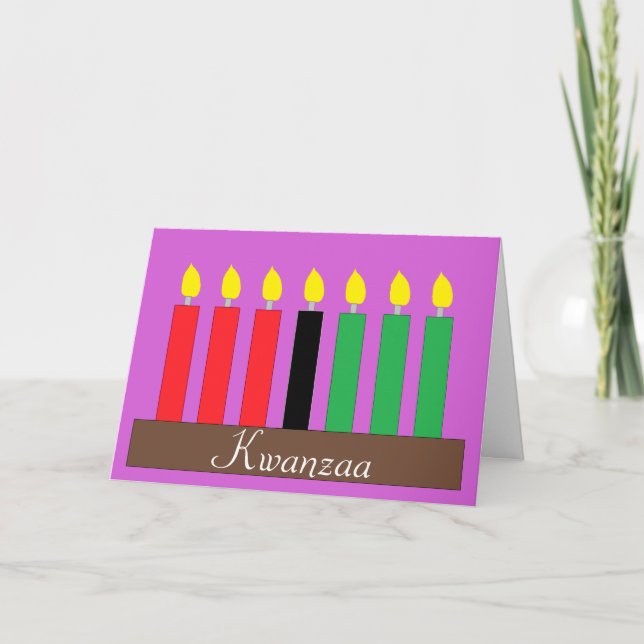 Kinara för Kwanzaa: Lavender Helgkort (Framsida)
