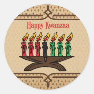 Kinara lyckliga Kwanzaa Runt Klistermärke