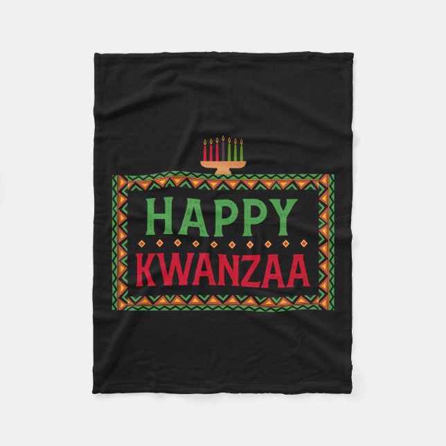 Kinara Seven Candles Principles of Kwanzaa Lycklig Fleecefilt (Framsidan)