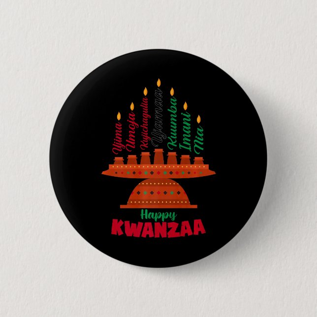 Kinara Seven Candles Principles of Kwanzaa Lycklig Knapp (Framsida)