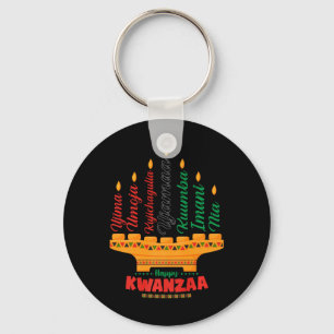 Kinara Seven Candles Principles of Kwanzaa Lycklig Nyckelring