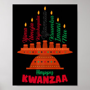 Kinara Seven Candles Principles of Kwanzaa Lycklig Poster