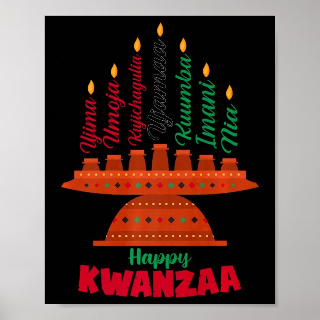 Kinara Seven Candles Principles of Kwanzaa Lycklig Poster (Framsidan)