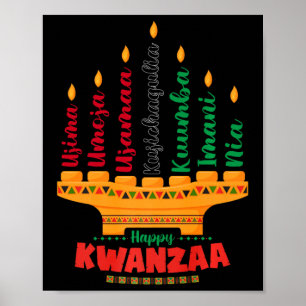 Kinara Seven Candles Principles of Kwanzaa Lycklig Poster