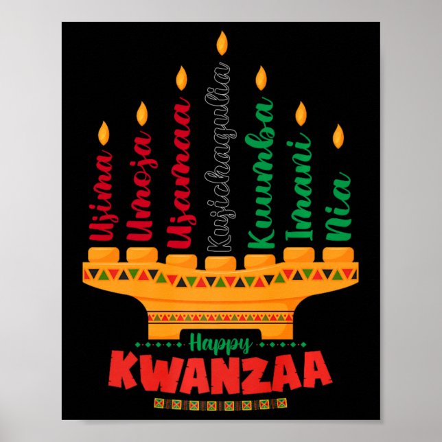 Kinara Seven Candles Principles of Kwanzaa Lycklig Poster (Framsidan)
