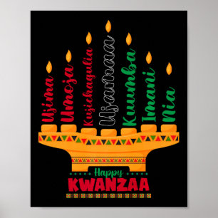 Kinara Seven Candles Principles of Kwanzaa Lycklig Poster