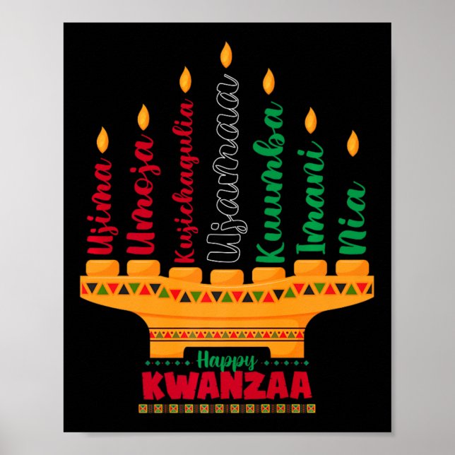 Kinara Seven Candles Principles of Kwanzaa Lycklig Poster (Framsidan)