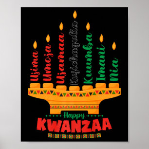Kinara Seven Candles Principles of Kwanzaa Lycklig Poster