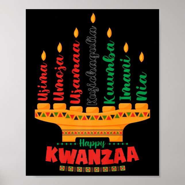 Kinara Seven Candles Principles of Kwanzaa Lycklig Poster (Framsidan)