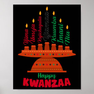 Kinara Seven Candles Principles of Kwanzaa Lycklig Poster