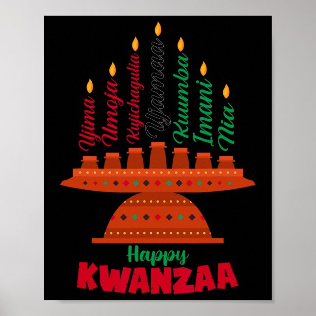 Kinara Seven Candles Principles of Kwanzaa Lycklig Poster (Framsidan)