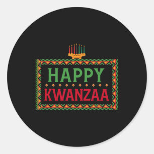 Kinara Seven Candles Principles of Kwanzaa Lycklig Runt Klistermärke