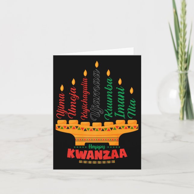 Kinara Sju Ljus Principer För Kwanzaa Glad K Kort (Framsida)