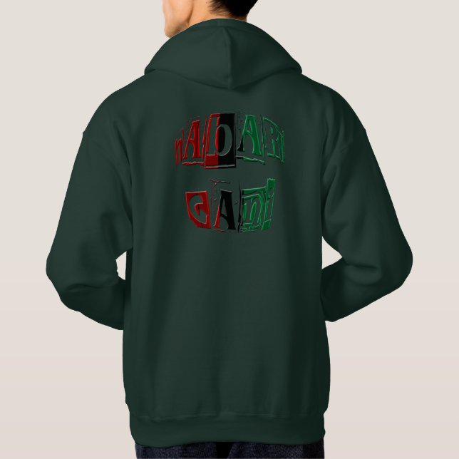 Kinara Stripe Färg Text Habari Gani Kwanzaa Hoodie (Baksida)