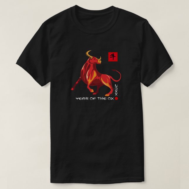 Kinas år för Ox| Anpassningsbar år T Shirt (Design framsida)