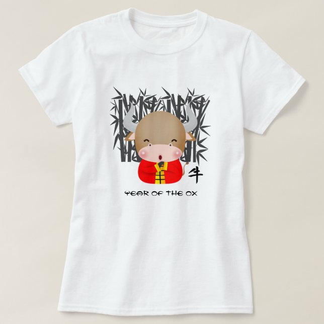 Kinas år för Ox| Cute Little Ox T Shirt (Design framsida)