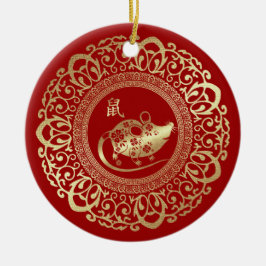 Kinas år Råtta | Anpassningsbar-årets gåva Julgransprydnad Keramik