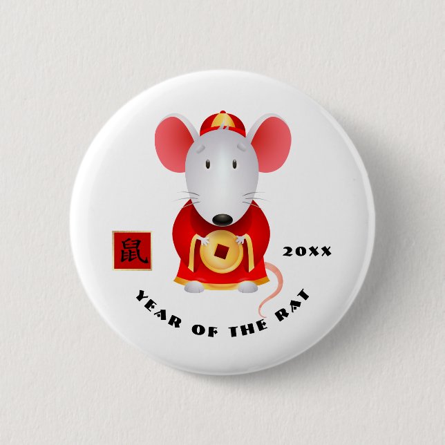 Kinas år Råtta | Anpassningsbar-årets gåva Knapp (Framsida)
