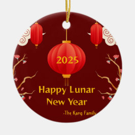 Kinas nya år 2025 julgransprydnad keramik