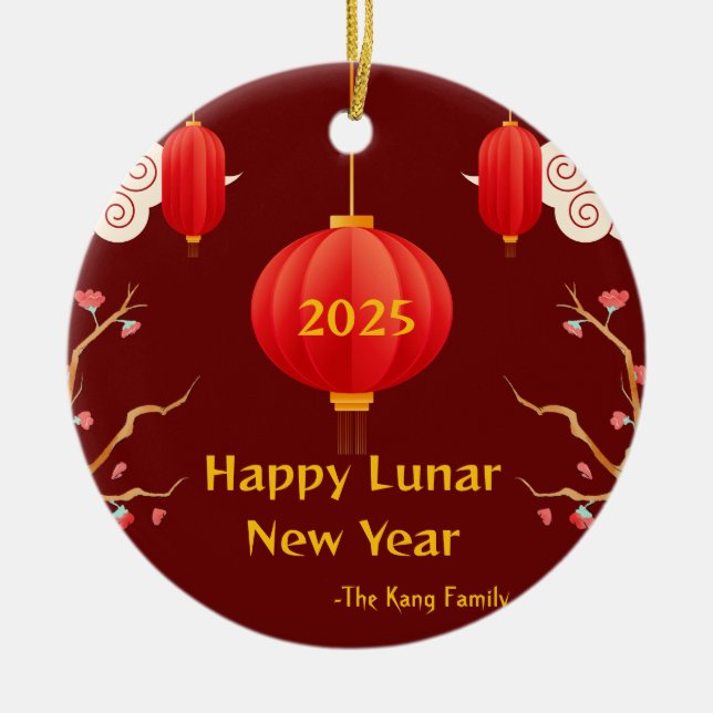 Kinas nya år 2025 julgransprydnad keramik (Framsidan)