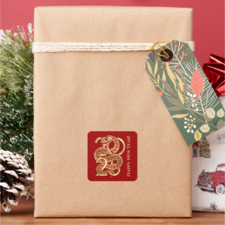 Kinas nya år av ormen 2025 fyrkantigt klistermärke