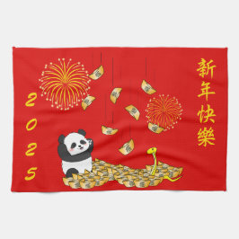 Kinas nya år av ormen 2025-panda kökshandduk