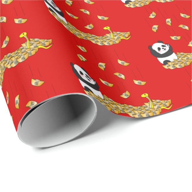 Kinas nya år av ormen 2025-panda presentpapper (Rullad Hörn)