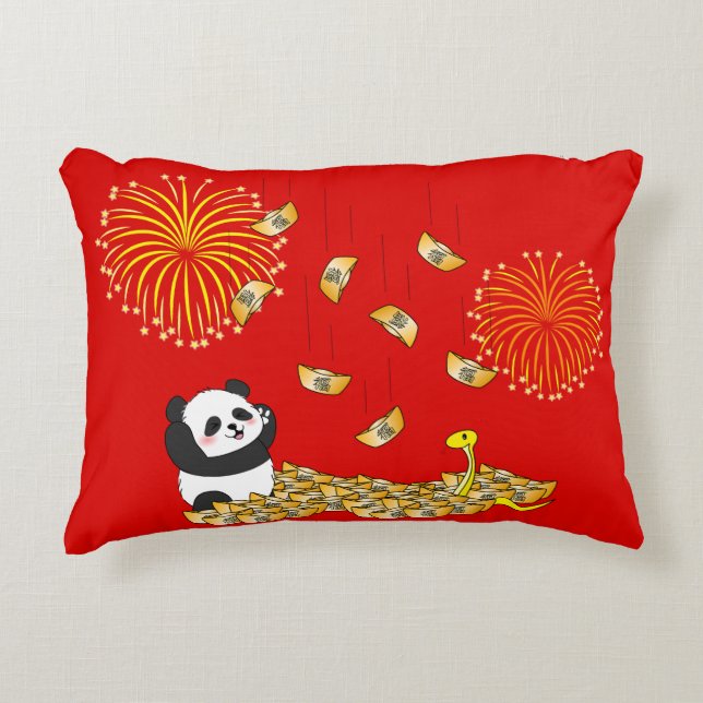 Kinas nya år av ormen 2025-panda prydnadskudde (Framsidan)