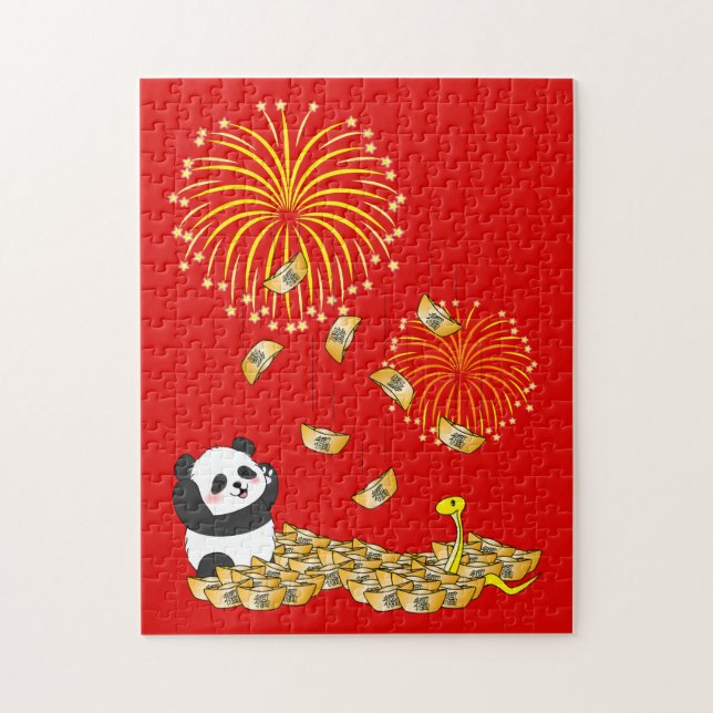 Kinas nya år av ormen 2025-panda pussel (Vertikal)