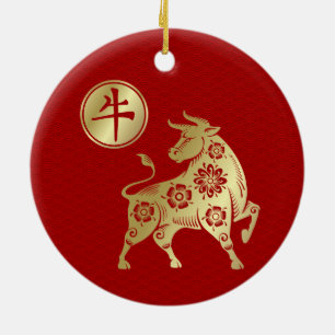 Kinas nya år av Ox 2021 Ceramic Ornament