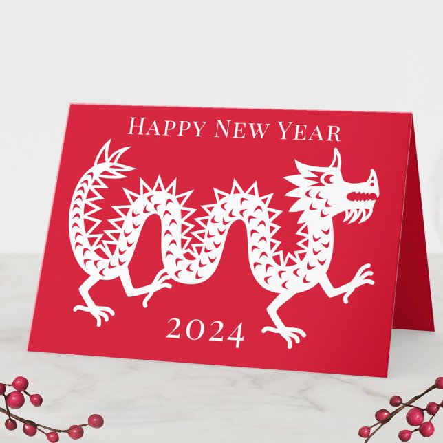 Kinas nya år för draken 2024 helgkort (Chinese New Year 2024 Year of the Dragon personalized greetings card)