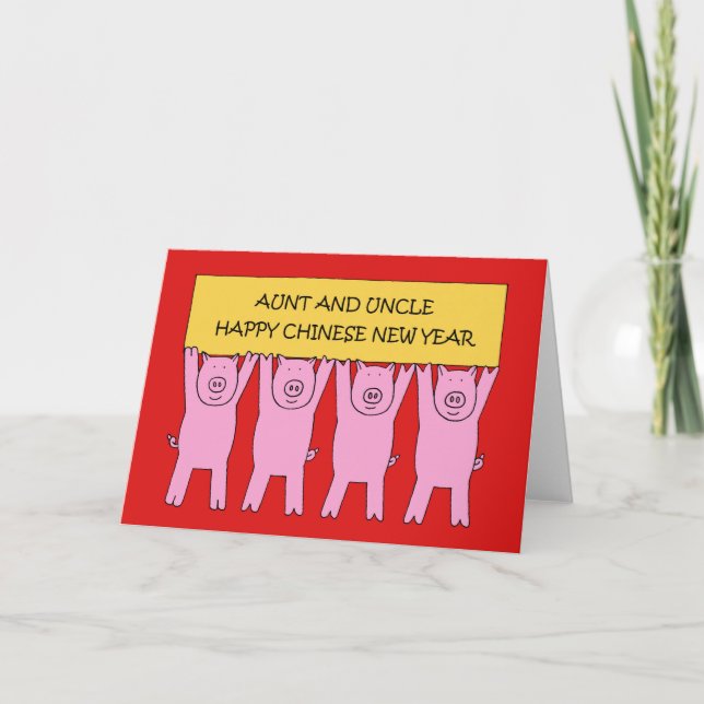 Kinas nya år för moster och farbror Lycklig Helgkort (Framsida)