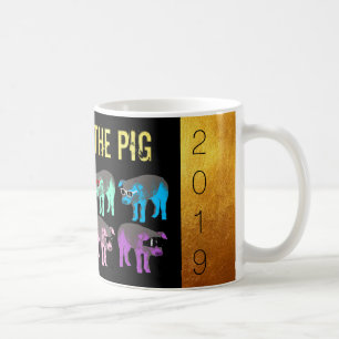 Kinas nya år Gris Pop Guld White Mugg