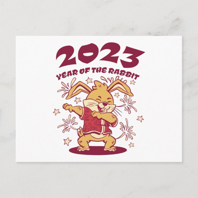 Kinas nyår 2023 - Kaninens år Vykort (Framsida)