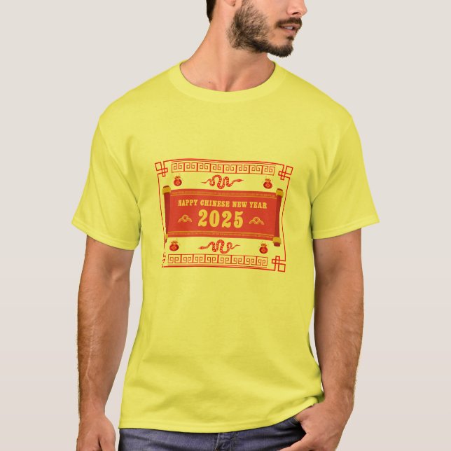 Kinas nyår 2025 i lycklig, året för orm t shirt (Framsida)