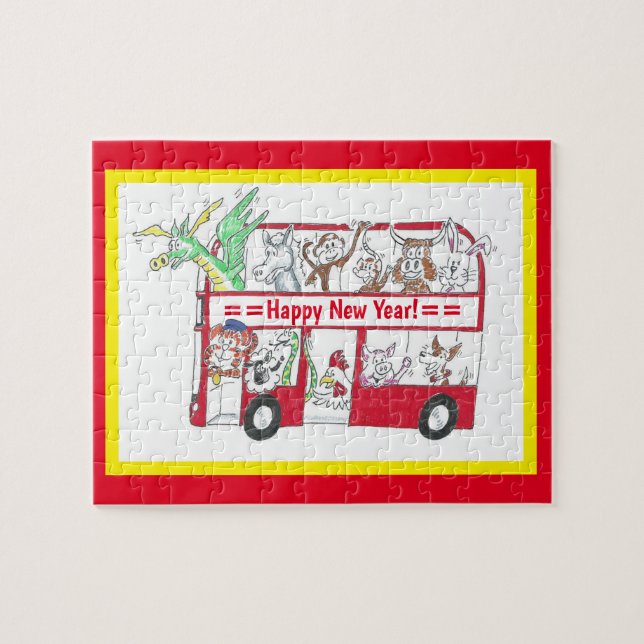 Kinas nyår Buss - tigeråret Pussel (Horisontell)