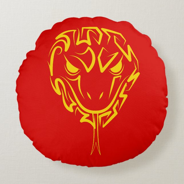Kinas nyår för ormen 2025 4723 Wood Rund Kudde (Framsidan)