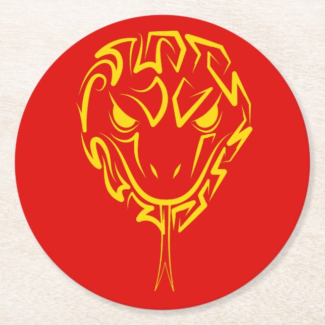 Kinas nyår för ormen 2025 4723 Wood Underlägg Papper Rund (Framsidan)