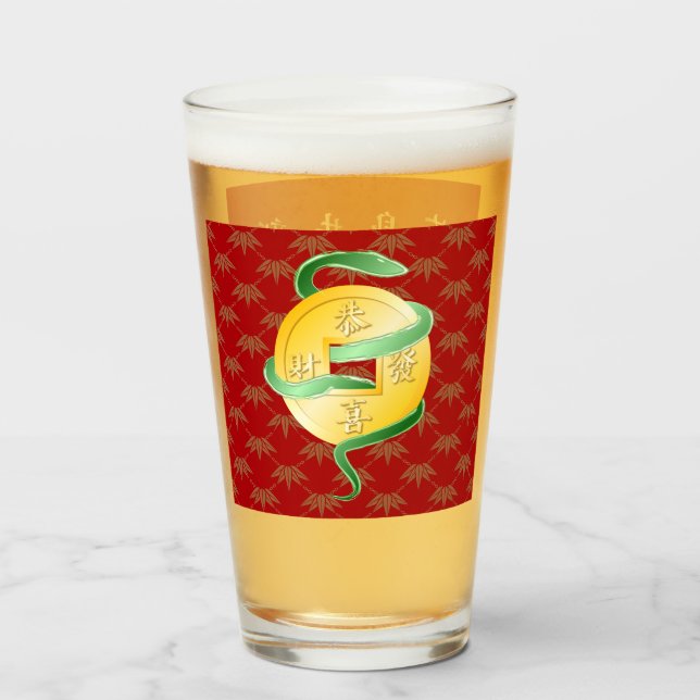 Kinas nyår för ormen 2025 Guld Glaskopp (Framsida fylld)