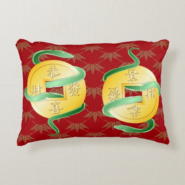 Kinas nyår för ormen 2025 Guld Prydnadskudde (Framsidan)