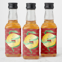 Kinas nyår för ormen 2025 Guld Spritflaskor Etikett