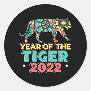 Kinas nyår för tigern 2022 - Mandala Runt Klistermärke